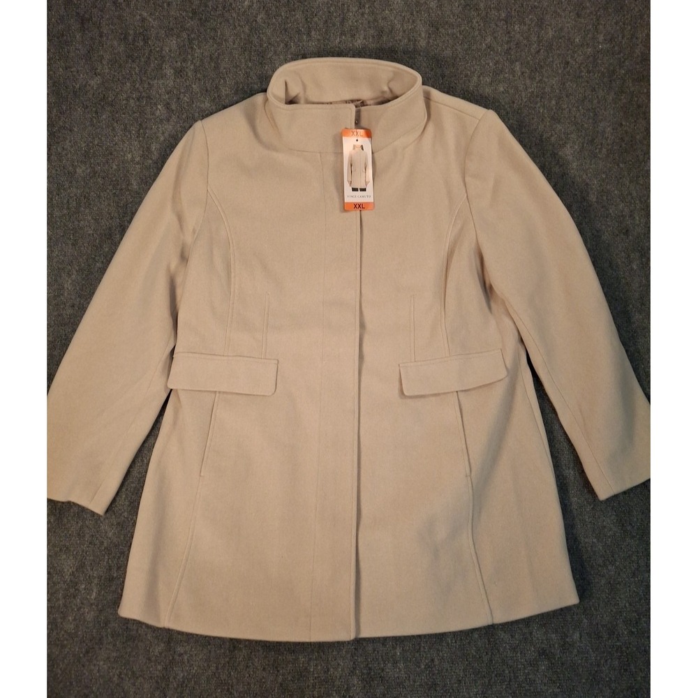 Vince Camuto Womens Full Zip Jacket Coat Cream Size 2XL New 1893534